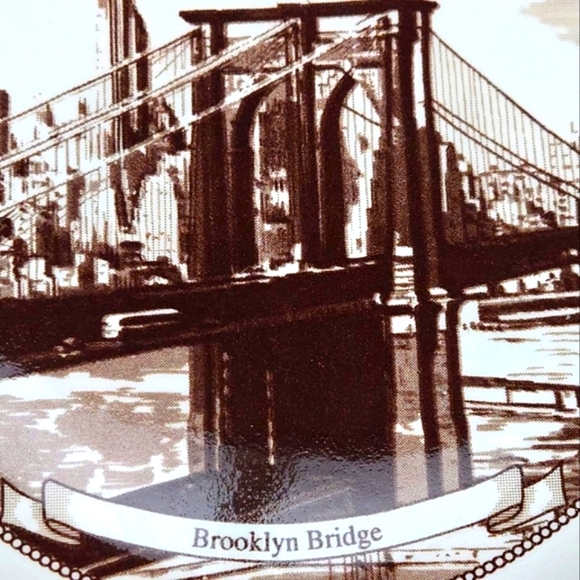 New York,New York! The Brooklyn Bridge in the 1800s 11" Coll. Plate Johnson Bros - Picture 3 of 7